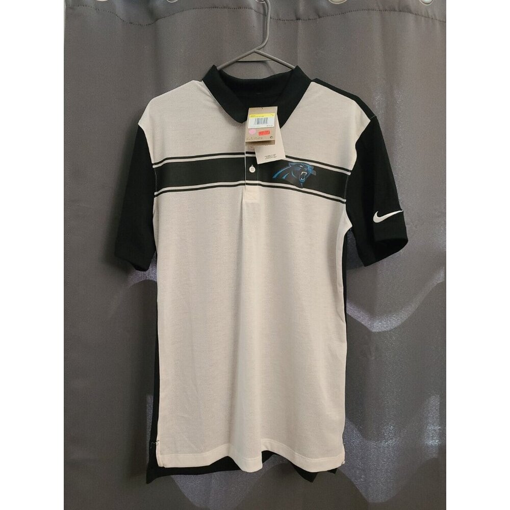 Carolina Panthers NFL Rewind Nike Dri-Fit Polo Shirt Mens Small White Black